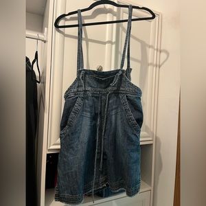 Anthropologie denim mini overall dress